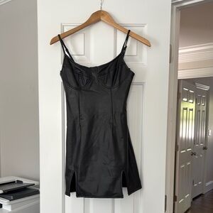 Black Faux Leather Mini Dress